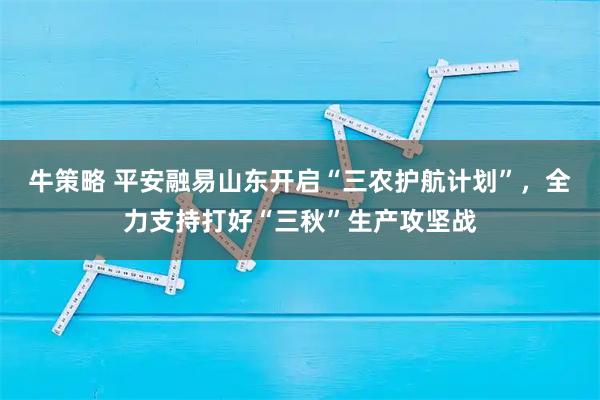 牛策略 平安融易山东开启“三农护航计划”，全力支持打好“三秋”生产攻坚战