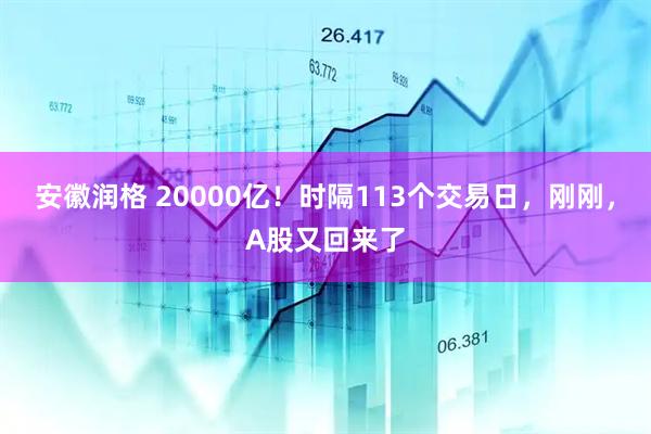安徽润格 20000亿！时隔113个交易日，刚刚，A股又回来了
